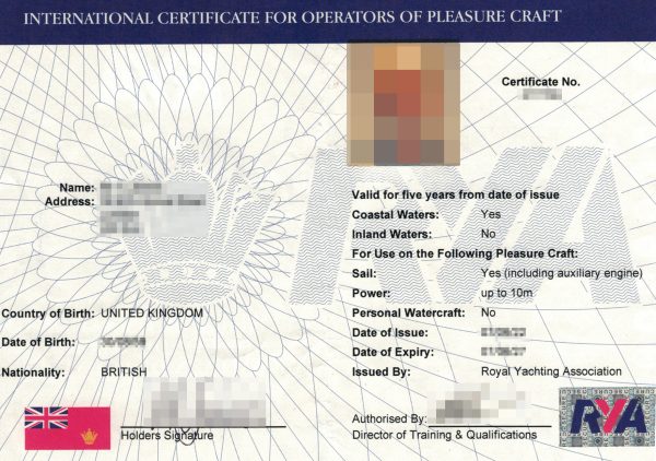 International Certificate For Operators Of Pleasure Craft